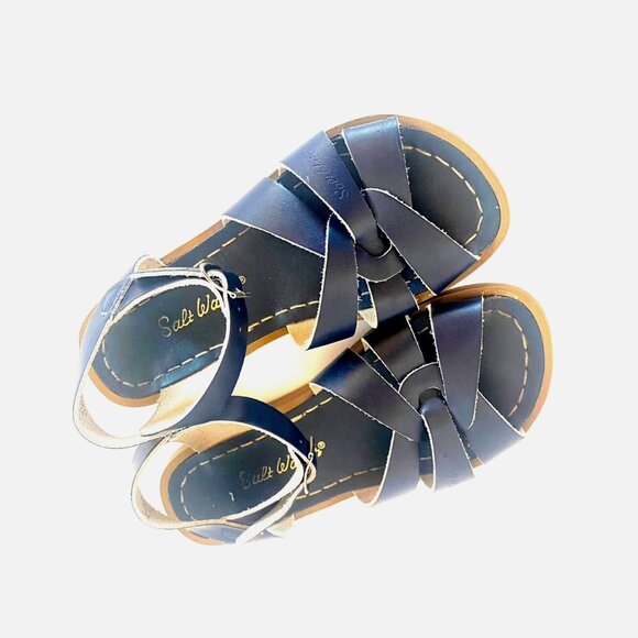 Saltwater Sandals Little Girls Navy Blue Leather Fisherman Sandals Size 1 - Picture 6 of 7